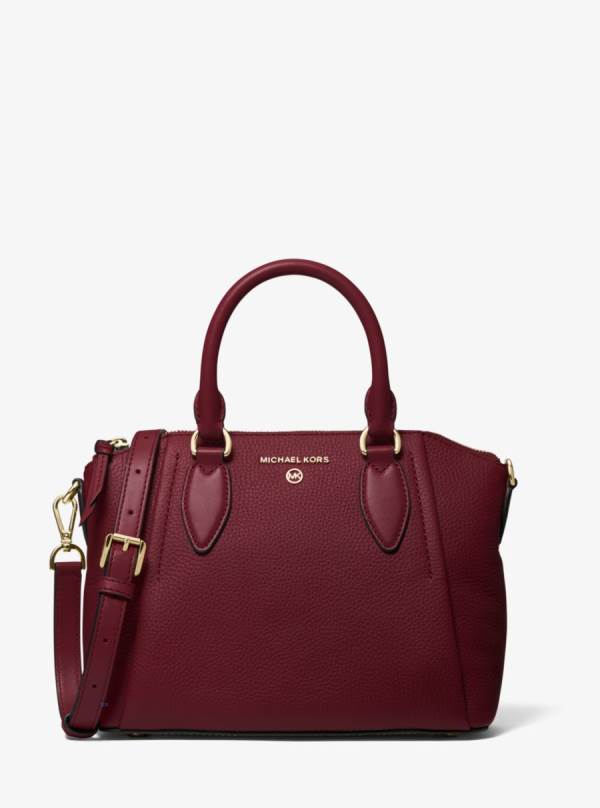 Damske Satchel Taske Michael Kors Sienna Medium Pebbled Leather Bordove - Kabelky Michael Kors Outlet | BRVPY-7648